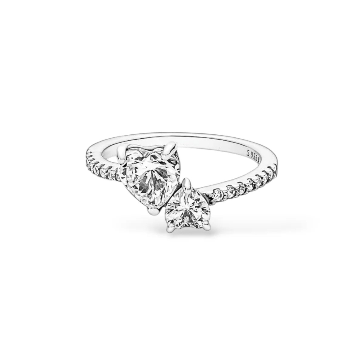 Bague Scintillante Cœur Double Argent — vue 2